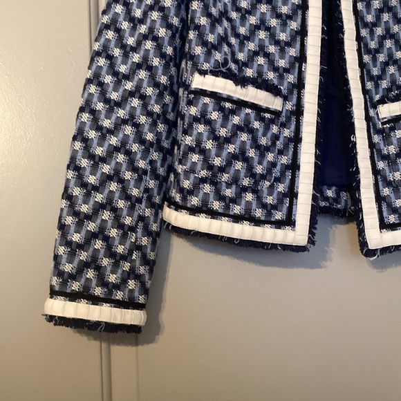 Tory Burch Justine Tweed Navy/White Jacket| Size 0 - Picture 4 of 11